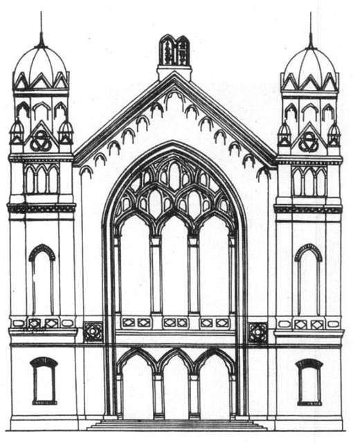 The facade design of the Palóczy Street synagogue, 1900, Miskolc ...