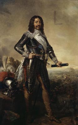 Portrait of Louis XIII in armor. Painting on copper. Mod…