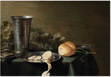 Pieter Claesz. - Breakfast Piece with a Tazza, Fruit, and Cheese