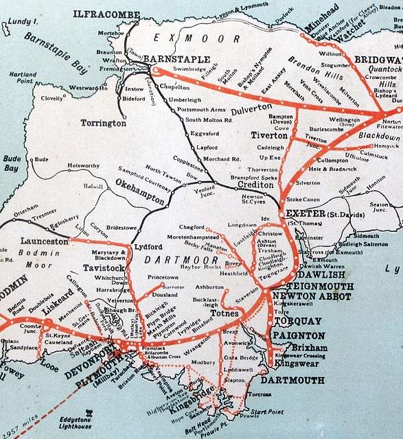 GWR map Devon - Public domain geographic map - PICRYL - Public Domain ...