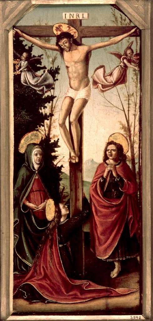 2 Maestro de astorga 16th century paintings of the crucifixion of