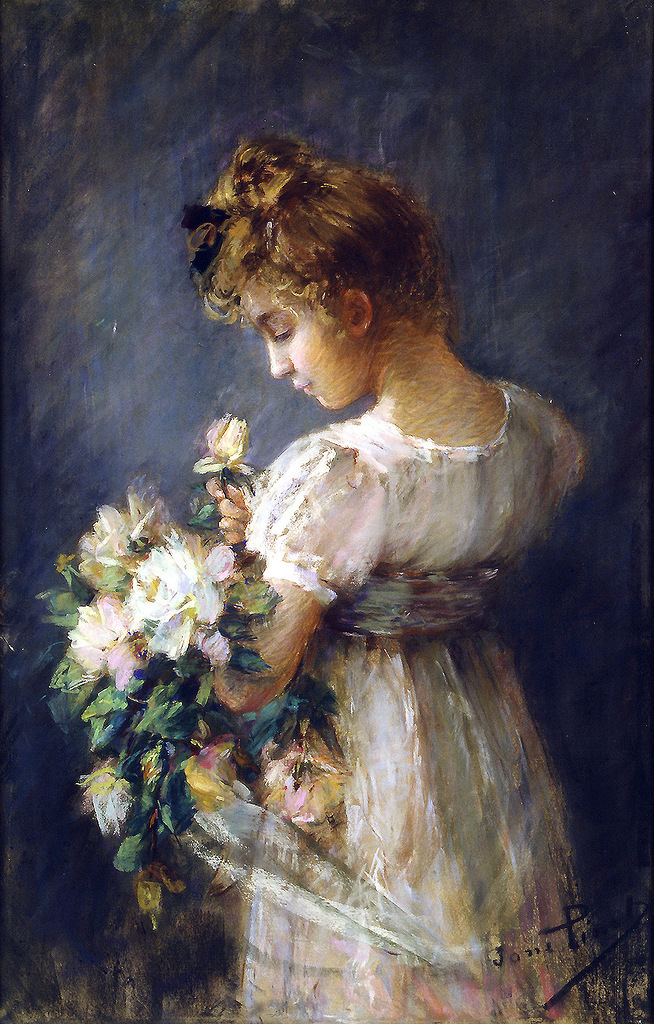 Rose Marie - Tableau portrait femme aux fleurs