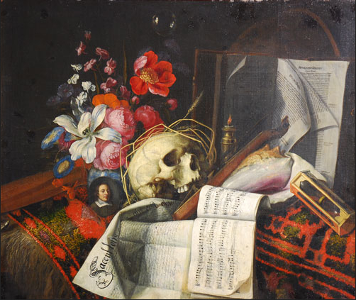 Trompe l'oeil with Studio Wall and Vanitas Still Life by Cornelius  Norbertus Gijsbrechts