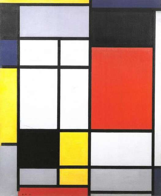 Piet Mondriaan - Composition with yellow, blue, black, red, and gray ...