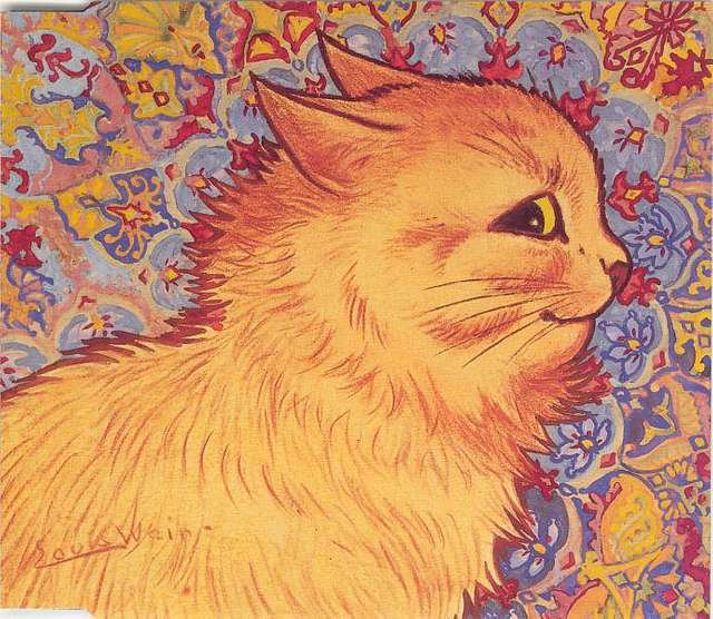 RARE ORIGINAL ANTIQUE LOUIS WAIN DOUBLE PRINT CATS CLEAN UP TWOPENCE &  GET NONE