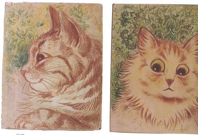 Raphael Tuck & Sons Louis Wain Cats Christmas Card Smoking Cigars