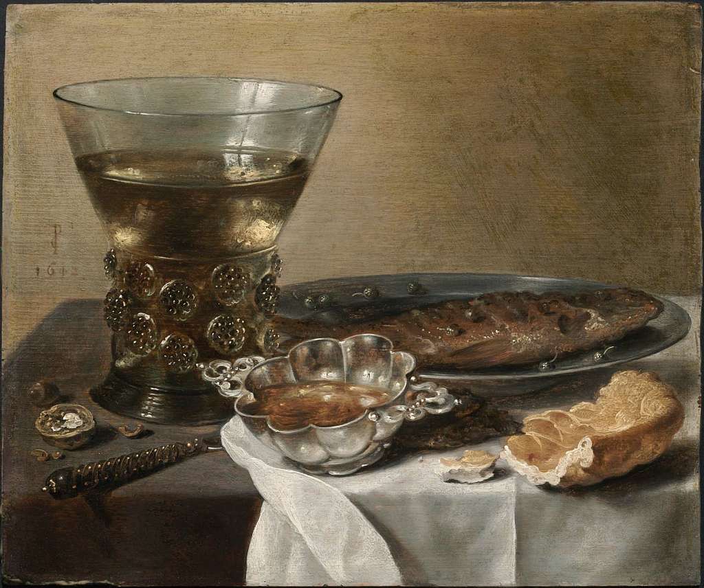 Pieter Claesz. - Breakfast Piece with a Tazza, Fruit, and Cheese