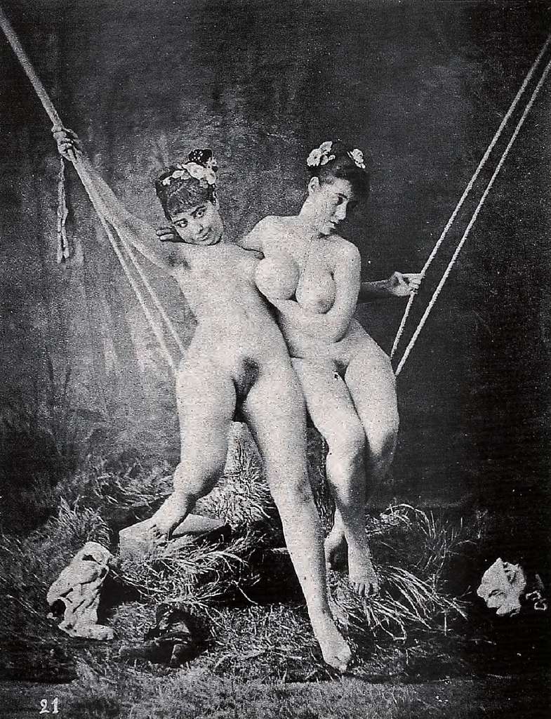 074- Anonym,c.1885 - A couple of naked women sitting on a swing - PICRYL -  Public Domain Media Search Engine Public Domain Image