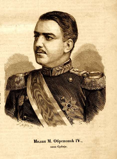Portrait of Milan Obrenovic IV, King of Serbia (1854-1901), engraving from  a magazine, Stock Photo, Picture And Rights Managed Image. Pic.  DAE-11249786