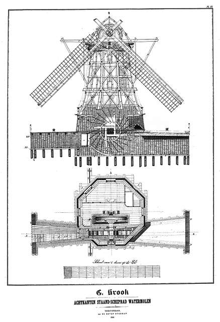 Molen Wilpermolen poldermolen scheprad tekening - PICRYL - Public ...