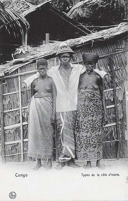 belgian congo, Group of Topless Native Mandibu Women (1920s) Postcard