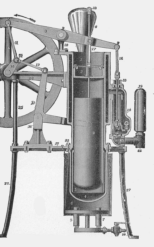 De-Lamater Ericsson hot-air engine, section (New Catechism of the Steam ...