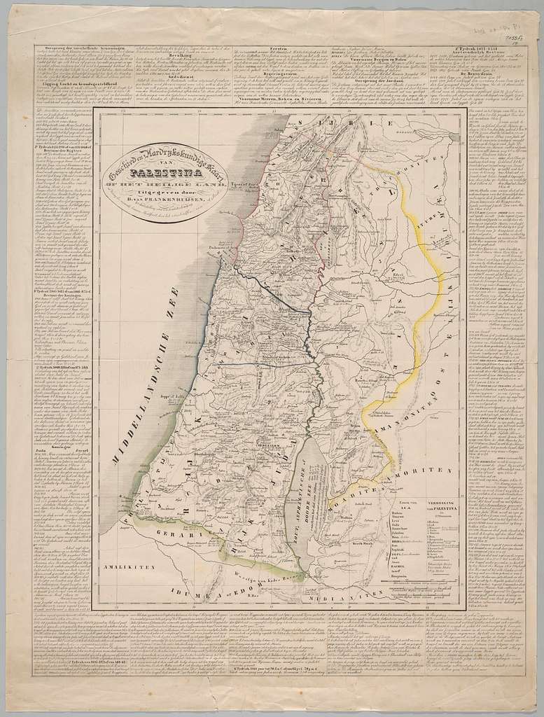 Geschied- en aardrijkskundige kaart van Palestina of het Heilige Land ...