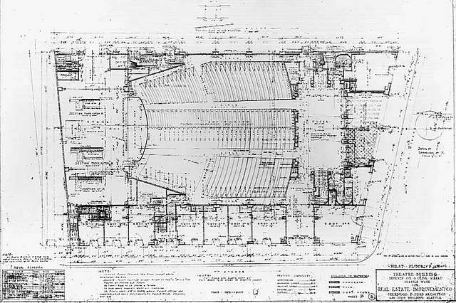 Architectural drawing of the Fox Theatre showing the first floor plan 