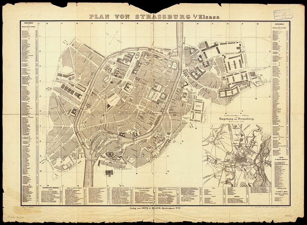 Plan von Strassburg i- Elsass - Gez. v. E. Büsser ; Rect. & Lith. in ...