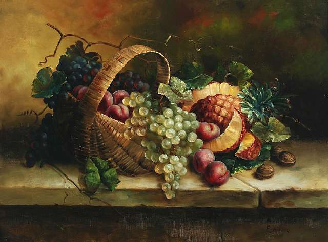 A Still Life Of Grapes In A Basket And A Bunch In A Wan-li 'Kraak