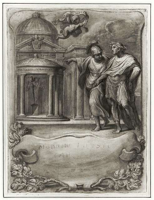 Ciro Ferri A Hero is brought to a temple of virtue by Minerva