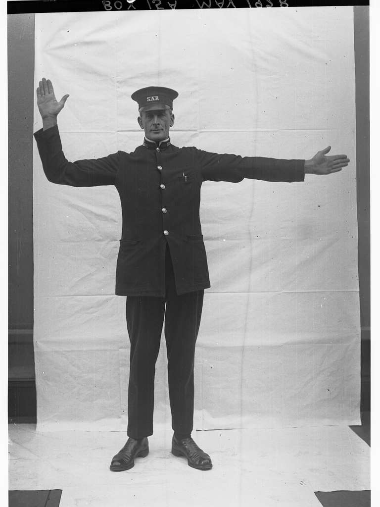 Porter demonstrating railway hand signals(GN12251) - PICRYL - Public ...