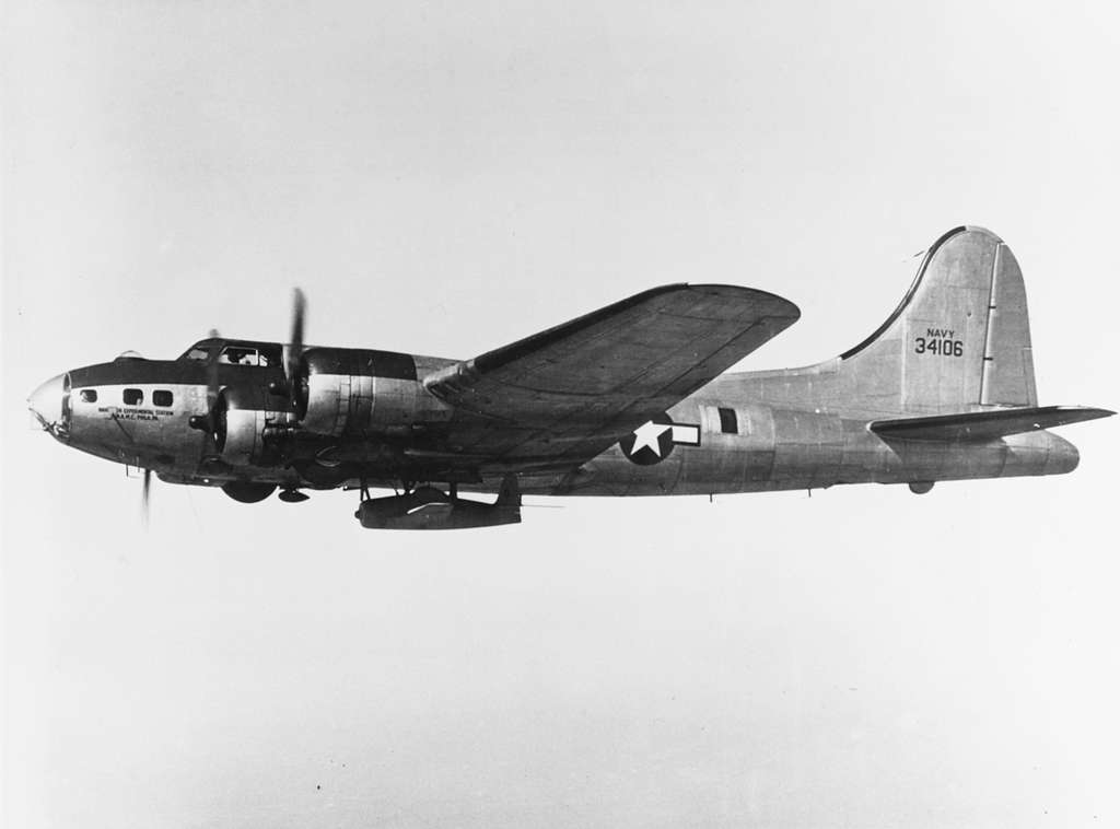 Boeing PB-1 Fortress with model F8F plane for supersonic speed tests in ...