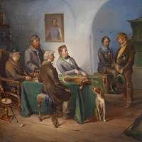 Paintings Reproductions The game of chess by Josef Franz Danhauser  (1805-1845, Austria)