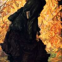 James Tissot Octobre A painting of a woman in a black dress and