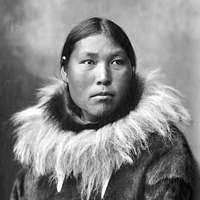 Eskimo woman with chin tattoo wearing fur parka, Nome, Alaska, 1903 (AL ...