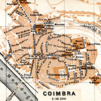 COIMBRA antique town city plano de la cidade. Portugal mapa