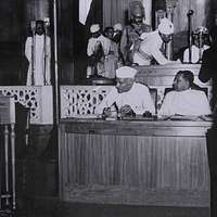 Jawaharlal Nehru delivering his 