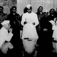 Dr. Ambedkar being sworn in as Minister of Law in Jawaharlal Nehru's ...