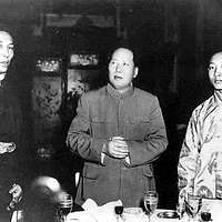 Mao Zedong, Ngapoi Ngawang Jigme and 10th Panchen after signing the ...