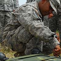 Spc. Laura Barajas, left, a Dallas-Fort Worth native and a wheeled