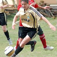 US Air Force (USAF) Second Lieutenant (2LT) Jayne Baker, a member of the  USAF WomenΘs Soccer