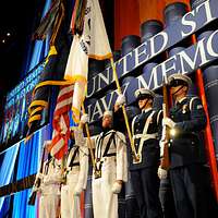 180411-N-SM577-0304 BIRMINGHAM, Ala. (April 11, 2018) Sailors assigned to  USS Constitution post the colors during the national anthem at the opening  day game of the Birmingham Barons baseball team during Navy Week