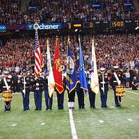 Joint Armed Forces Color Guard presents Colors at Super Bowl LVII