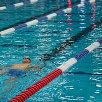 Frouke Beeksma, an athlete of the Royals Swimming Team at the Queens  University of Charlotte, participates in Marine Corps water survival  training during United States Marine Corps' 2018 Marine Week in Charlotte