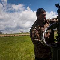 Alaska Army National Guard Spc. Brodie Smith a wheeled NARA