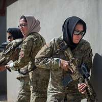 Ktah Khas Afghan Female Tactical Platoon members perform a close quarters  battle drill drill outside Kabul, Afghanistan May 29, 2016. The females  work closely alongside the males on operations to engage and
