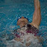 Frouke Beeksma, an athlete of the Royals Swimming Team at the Queens  University of Charlotte, participates in Marine Corps water survival  training during United States Marine Corps' 2018 Marine Week in Charlotte