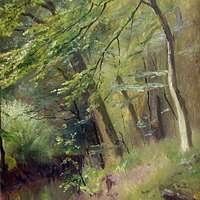 Walter Moras - Herbstlicher Wald mit Bachlauf - PICRYL - Public