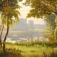 File:Henri Biva, A Woodland Pond, oil on canvas, 110.4 x 140.3 cm